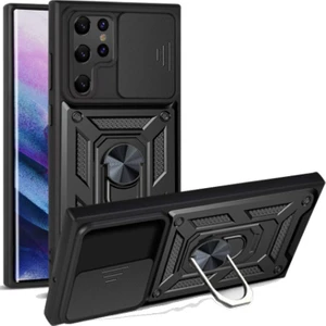 Kny Samsung Galaxy S22 Ultra Kılıf Ultra Korumalı Yüzüklü Manyetik Sürgülü Vega Kapak