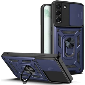 Kny Samsung Galaxy S22 Kılıf Ultra Korumalı Yüzüklü Manyetik Sürgülü Vega Kapak