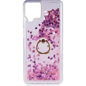 Kny Samsung Galaxy M32 Kılıf Sulu Simli Yüzüklü Milce Kapak