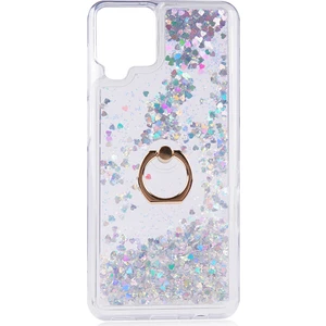 Kny Samsung Galaxy M32 Kılıf Sulu Simli Yüzüklü Milce Kapak