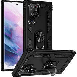 Kny Samsung Galaxy S22 Ultra Kılıf Ultra Korumalı Yüzüklü Manyetik Vega Kapak