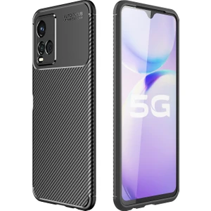 Kny Vivo Y21S Kılıf Karbon Desenli Lux Negro Silikon