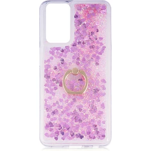 Kny Oppo A16 Kılıf Sulu Simli Hareketli Yüzüklü Milce Silikon