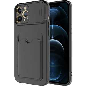 Kny Apple Iphone 12 Pro Max Kılıf Kartlıklı Kamera Korumalı Sürgülü Kartix Silikon