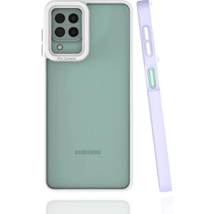 Kny Samsung Galaxy M22 Kılıf Renkli Silikon Kenarlı Kamera Korumalı Şeffaf Mima Kapak