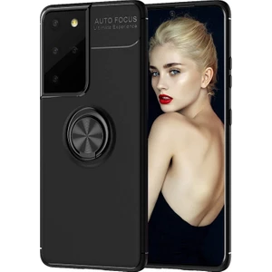 Kny Samsung Galaxy S21 Ultra Kılıf Yüzüklü Manyetik Ravel Silikon