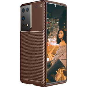 Kny Samsung Galaxy S21 Ultra Kılıf Karbon Desenli Lux Negro Silikon