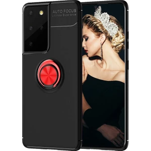 Kny Samsung Galaxy S21 Ultra Kılıf Yüzüklü Manyetik Ravel Silikon