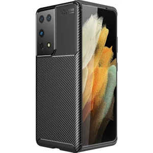 Kny Samsung Galaxy S21 Ultra Kılıf Karbon Desenli Lux Negro Silikon