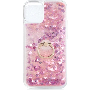 Kny Apple Iphone 12 Mini Kılıf Simli Sıvılı Kalplı Yüzüklü Milce Kapak