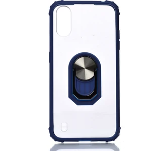 Kny Samsung Galaxy A01 Kılıf Silikon Kenarlı Renkli Yüzüklü Manyetik Mola Kapak