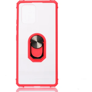 Kny Samsung Galaxy A51 Kılıf Silikon Kenarlı Renkli Yüzüklü Manyetik Mola Kapak