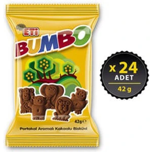 Bumbo Portakal Aromalı Kakaolu Bisküvi 42 gr x 24 Adet