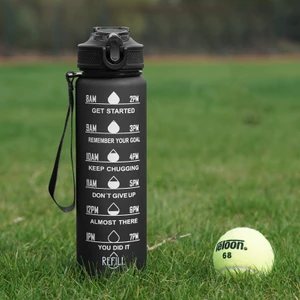 Ybltd 1000ML Zaman Işaretleyici Ilham Verici Fitness Su Şişesi Düz Renk (Yurt Dışından)