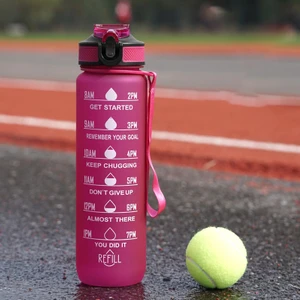Ybltd 1000ML Zaman Işaretleyici Ilham Verici Fitness Su Şişesi Düz Renk (Yurt Dışından)