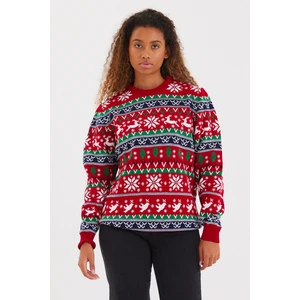 Cool Tarz Kadın Kırmızı Cristmas Yılbaşı Kazağı