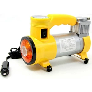 Metal Gövdeli Sarı Işıklı Mini Oto Araç Hava Kompresörü 12V