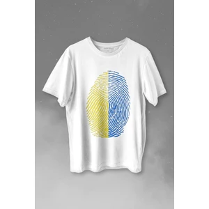 Kendim Seçtim Fenerbahçe Sarı Lacivert Parmak Izi Baskılı Tişört  T-Shirt Beyaz