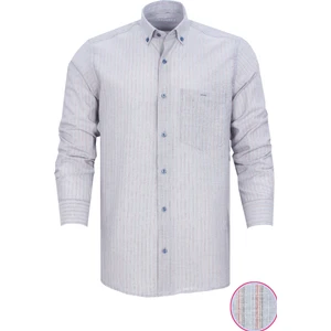 Erkek Antik Mavi Kareli Uzun Kol Klasik Kesim Yaka Düğmeli Gömlek