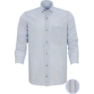 Erkek Mavi Kareli Uzun Kol Klasik Kesim Yaka Düğmeli Gömlek