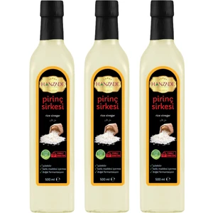 Hanzade Bitkisel Pirinç Sirkesi Doğal Fermantasyon İçilebilir Katkısız Cam Şişe 3 x 500 ml