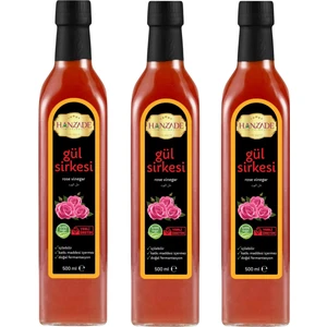 Hanzade Bitkisel Gül Sirkesi Doğal Fermantasyon İçilebilir Katkısız Cam Şişe 3 x 500 ml