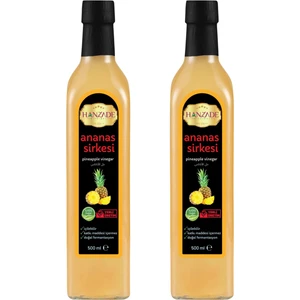 Hanzade Bitkisel Ananas Sirkesi Doğal Fermantasyon İçilebilir Katkısız Cam Şişe 2 x 500 ml