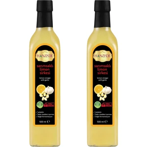 Hanzade Bitkisel Sarımsaklı Limon Sirkesi Doğal Fermantasyon İçilebilir Katkısız Cam Şişe 2 x 500 ml