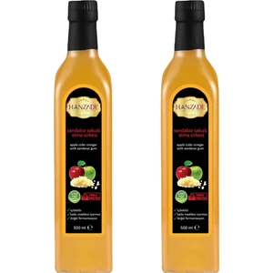 Hanzade Bitkisel Sandaloz Sakızlı Elma Sirkesi Doğal Fermantasyon İçilebilir Katkısız Cam Şişe 2 x 500 ml