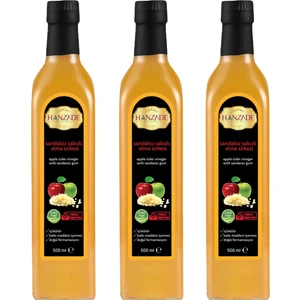 Hanzade Bitkisel Sandaloz Sakızlı Elma Sirkesi Doğal Fermantasyon İçilebilir Katkısız Cam Şişe 3 x 500 ml
