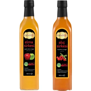 Hanzade Bitkisel Elma - Alıç Sirkesi Doğal Fermantasyon İçilebilir Katkısız Cam Şişe 500 ml 2'li