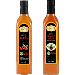Hanzade Bitkisel Alıç - Çam Kozalağı Sirkesi Doğal Fermantasyon İçilebilir Katkısız Cam Şişe 500 ml 2'li