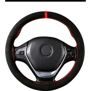 Gürler Oto Kılıf ve Aksesuar Opel Vectra B Kasa Uyumlu Alkantara Dikmeli Direksiyon Kılıfı Kırmızı Yüzüklü