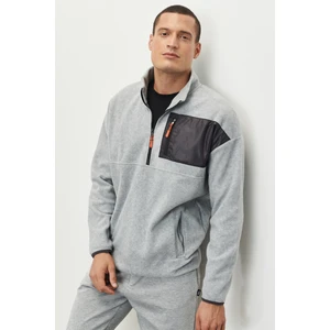 Altınyıldız Classics Erkek Gri Melanj Oversize Bol Kesim Dik Bato Yaka Cep Detaylı Fermuarlı Isı Tutan Polar Sweatshirt