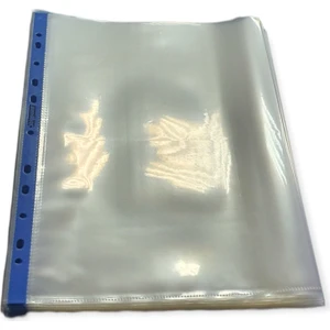 90 Mikron Mavi Şeritli Kristal Poşet Dosya 50'li Paket