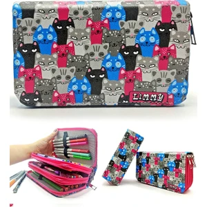 Kalem Kutusu Sevimli Kediler Kawai Organizer Üç Bölmeli Kalemlik