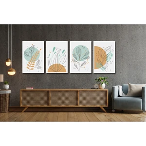 Çiçek Desenli 4'lü Tablo Seti 3mm Mdf