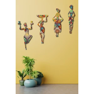 4 Parça Afrikalı Kadın Etnik Desenler Dijital Baskı  Mdf Set