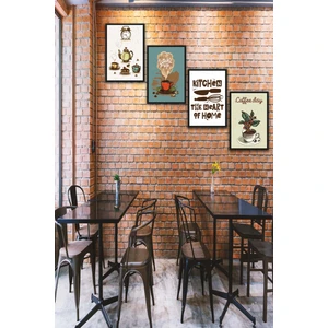 4 Parça Mutfak ve Cafe Dekorları Için Mdf Tablo Seti
