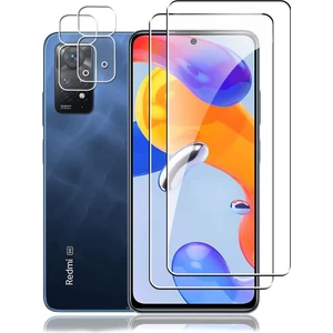 M.TK Moveteck Xiaomi Redmi Note 11 Pro 4.5g-5g Uyumlu Ekran Koruyucu Cam ve Lens Camı Set 2in1 Alt Lens Korumalı 9h Temperli Cam