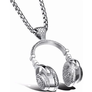 Headphone Kulaklık Şeklinde Müzik Erkek Çelik Kolye Zincir Q0606