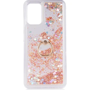 Kny Samsung Galaxy A72 Kılıf Sulu Simli Renkli Yüzüklü Milce Silikon