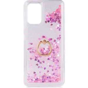 Kny Samsung Galaxy A72 Kılıf Sulu Simli Renkli Yüzüklü Milce Silikon