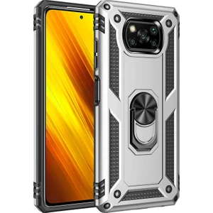 Kny Xiaomi Poco X3 Kılıf Çift Karmanlı Ultra Korumalı Yüzüklü Manyetik Vega Kapak