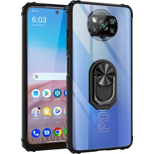 Kny Xiaomi Poco X3 Kılıf Silikon Kenarlı Yüzüklü Manyetik Mola Kapak