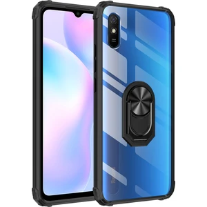 Kny Xiaomi Redmi 9A Kılıf Silikon Kenarlı Renkli Yüzüklü Manyetik Mola Kapak