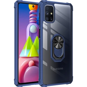Kny Samsung Galaxy M51 Kılıf Renkli Silikon Kenarlı Yüzüklü Manyetik Mola Kapak