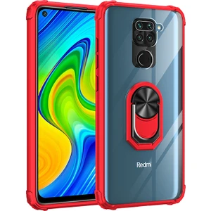 Kny Xiaomi Redmi Note 9 Kılıf Silikon Kenarlı Yüzüklü Manyetik Mola Kapak
