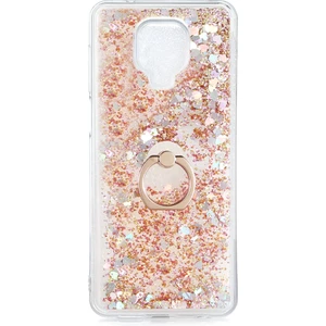 Kny Xiaomi Redmi Note 9s Kılıf Simli Sıvılı Kalplı Yüzüklü Milce Kapak