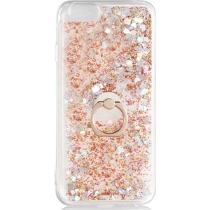 Kny Apple Iphone 6-6s Kılıf Simli Sıvılı Kalplı Yüzüklü Milce Kapak